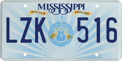 MS license plate LZK516