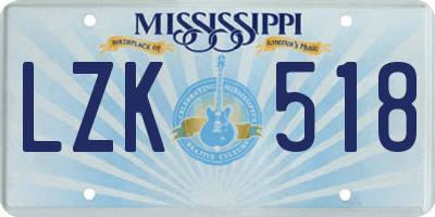 MS license plate LZK518