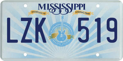 MS license plate LZK519