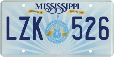 MS license plate LZK526