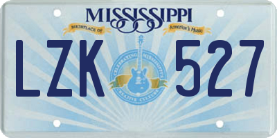 MS license plate LZK527