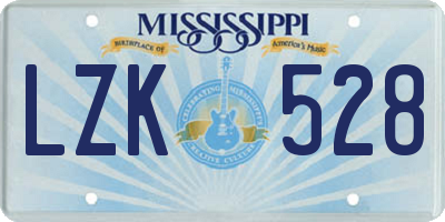 MS license plate LZK528