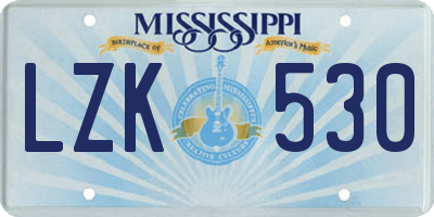 MS license plate LZK530