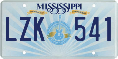 MS license plate LZK541