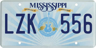 MS license plate LZK556