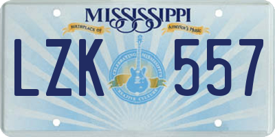 MS license plate LZK557