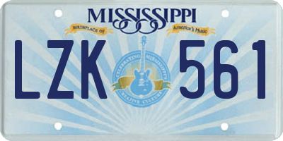 MS license plate LZK561