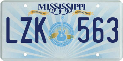 MS license plate LZK563