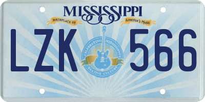 MS license plate LZK566