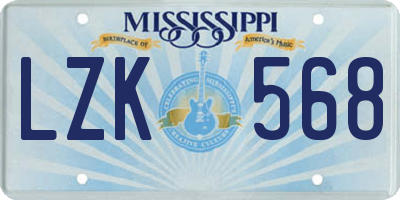 MS license plate LZK568