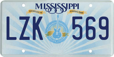 MS license plate LZK569