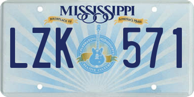 MS license plate LZK571