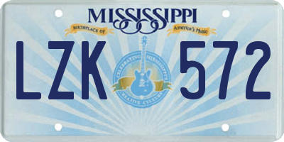 MS license plate LZK572