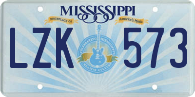 MS license plate LZK573