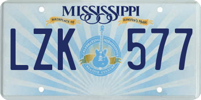 MS license plate LZK577