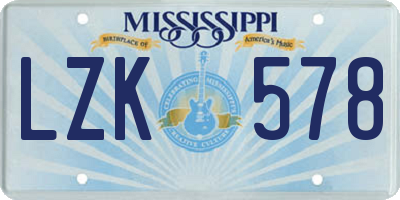 MS license plate LZK578