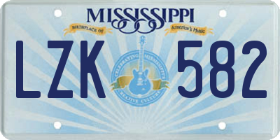 MS license plate LZK582