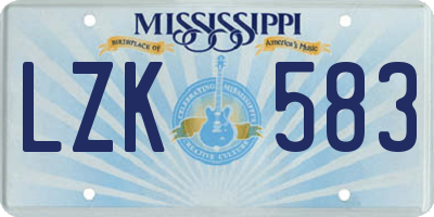 MS license plate LZK583