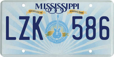 MS license plate LZK586