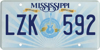 MS license plate LZK592