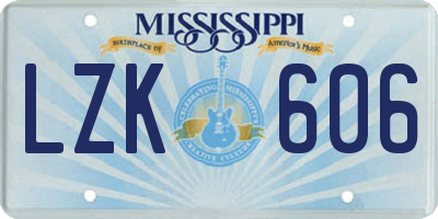 MS license plate LZK606