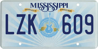 MS license plate LZK609