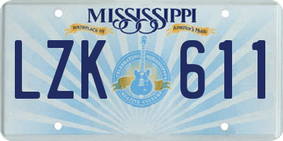MS license plate LZK611