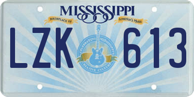 MS license plate LZK613