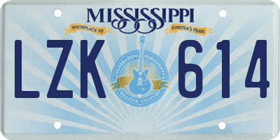 MS license plate LZK614