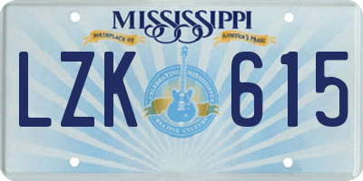 MS license plate LZK615