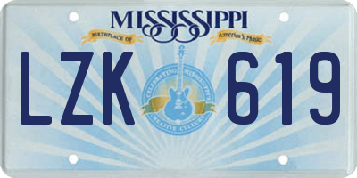 MS license plate LZK619