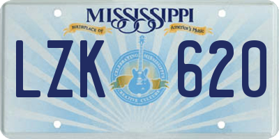 MS license plate LZK620