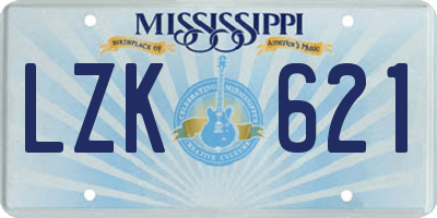 MS license plate LZK621