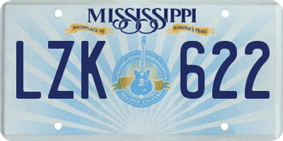 MS license plate LZK622