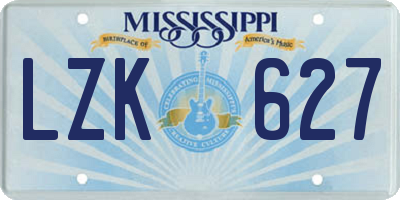 MS license plate LZK627