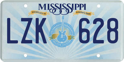 MS license plate LZK628
