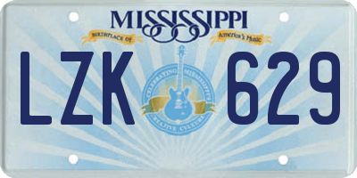 MS license plate LZK629