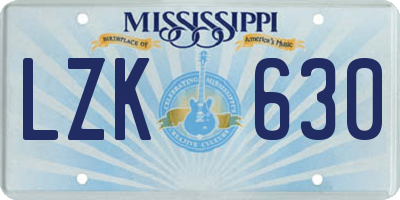 MS license plate LZK630