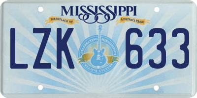 MS license plate LZK633