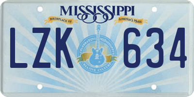 MS license plate LZK634