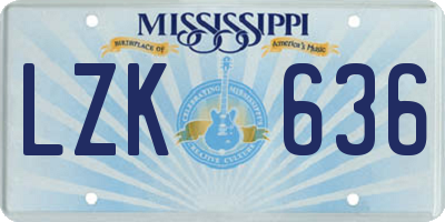 MS license plate LZK636