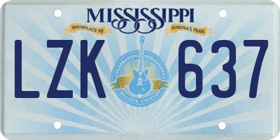 MS license plate LZK637
