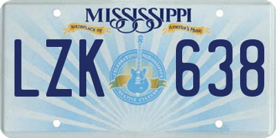 MS license plate LZK638