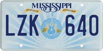 MS license plate LZK640