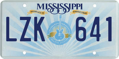 MS license plate LZK641