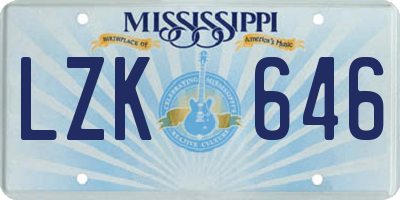 MS license plate LZK646