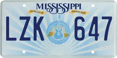 MS license plate LZK647