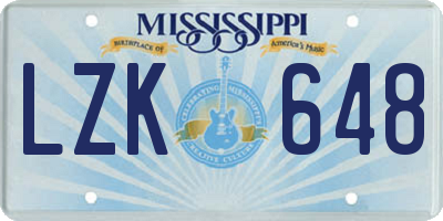 MS license plate LZK648