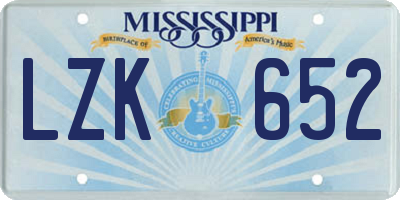 MS license plate LZK652