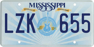 MS license plate LZK655